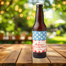 Red White &Blue Star & Stripe Family Name Barbecue