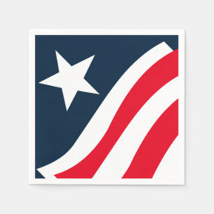Red White Blue Star & Stripes Paper Napkins
