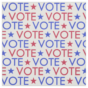 Red White Blue Star Vote Pattern Fabric