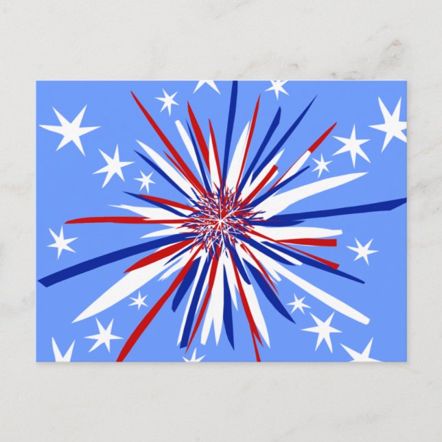 Red White & Blue Starburst Postcard (Front)