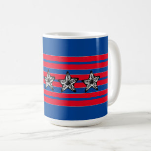 Red White Blue Starfish n Stripes Patriotic Coffee Mug