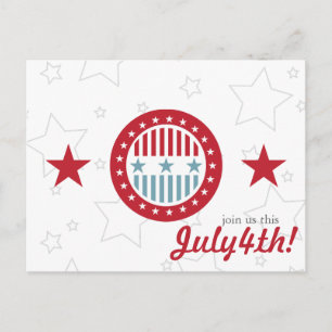 Red White & Blue Stars 4th of July Postcards