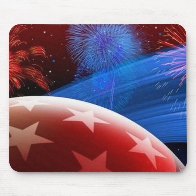 Red White Blue Stars and Fireworks mouse pad (Front)