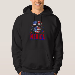 Red White Blue Stars and Stripes 4th July Merica M Hoodie