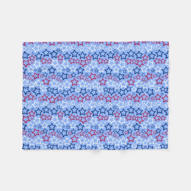 Red, White & Blue Stars Fleece Blanket (Front (Horizontal))