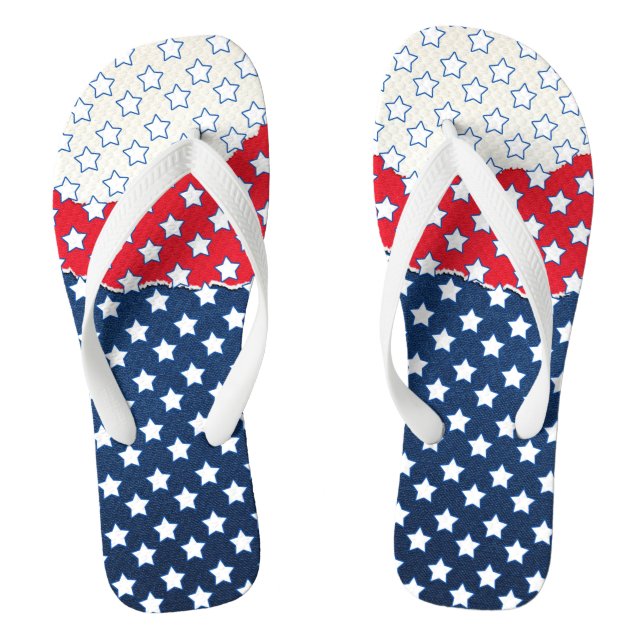 Red White & Blue Stars Jandals (Footbed)