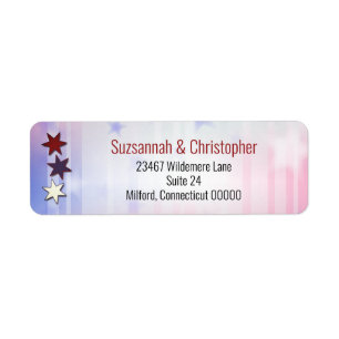 Red White Blue Stars Left Border Label