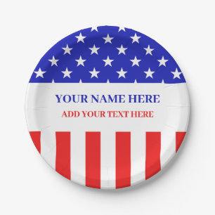 Red White Blue Stars Patriotic Theme Party Paper Plate
