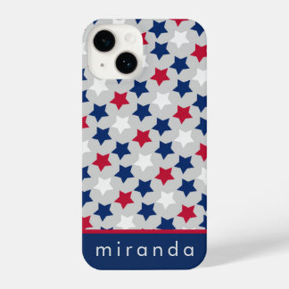 Red White Blue Stars Personalised Name iPhone Case