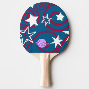 Red White & Blue Stars Ping Pong Paddle