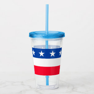 Red White Blue Stars Stripes Patriotic Acrylic Tumbler
