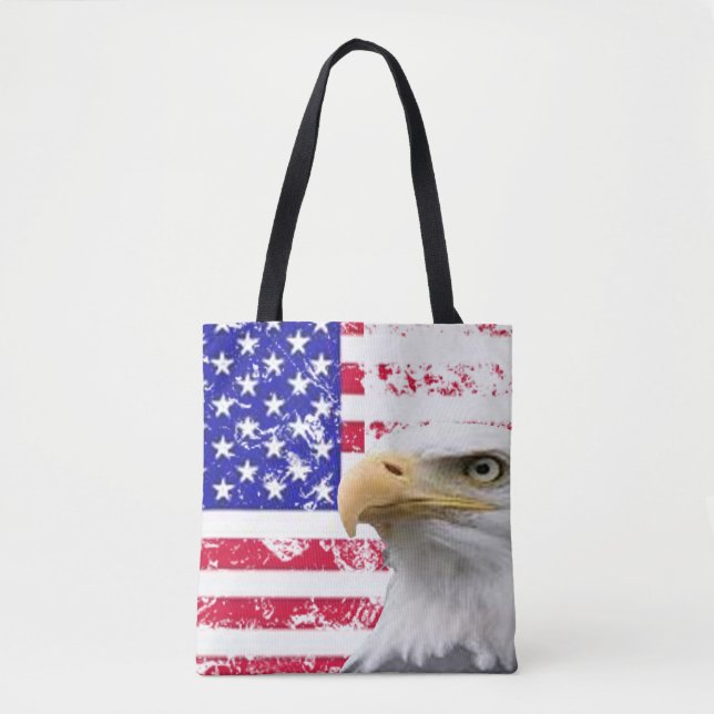 Red, White, Blue Stars & Stripes USA Flag, Patriot Tote Bag (Front)
