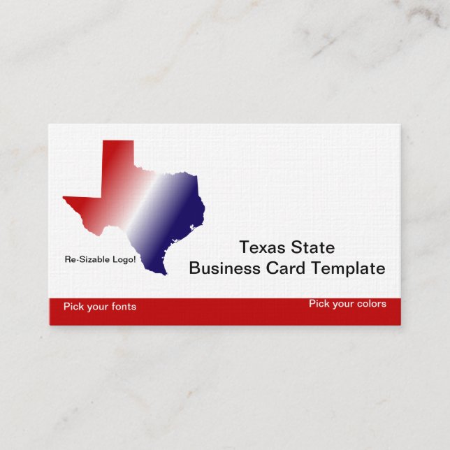 Red, White Blue State of Texas Logo Business Card (Front)