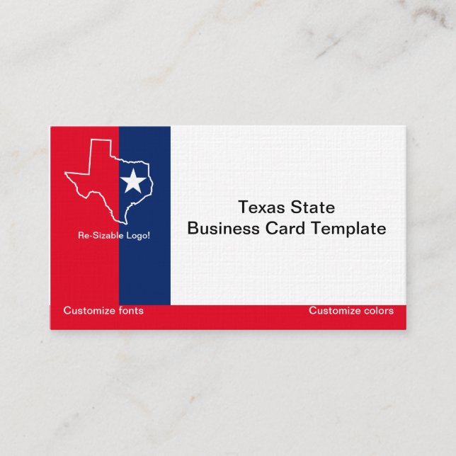 Red, White Blue State of Texas Logo Business Card (Front)