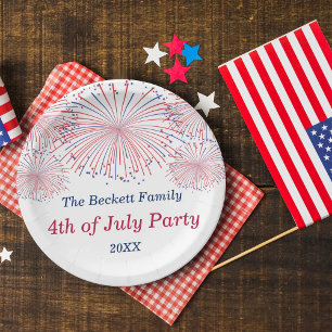 Red, White & Blue String Lights 4th Of July Party Paper Plate