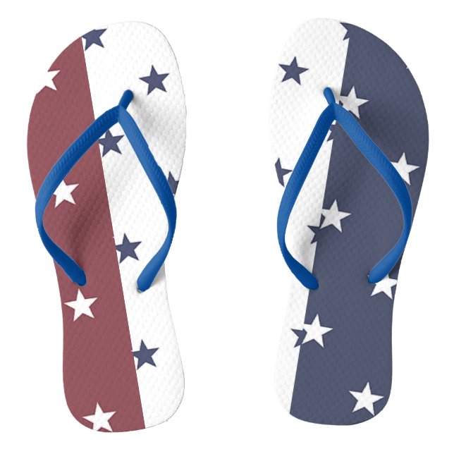Red-White-Blue Stripe Flip Flops (Footbed)