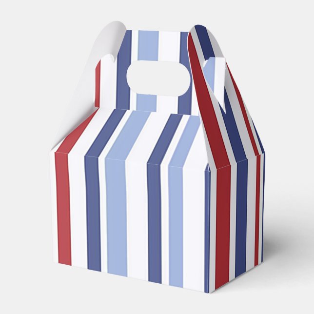 Red white blue stripe gable favour box (Front Side)