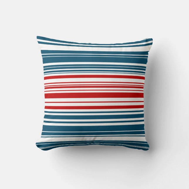 Red White Blue Striped Pattern Cushion (Front)