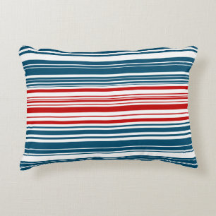 Red White Blue Striped Pattern Decorative Cushion