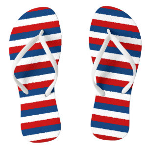 Red White Blue Striped Pattern Jandals