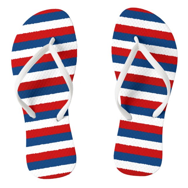 Red White Blue Striped Pattern Jandals (Footbed)