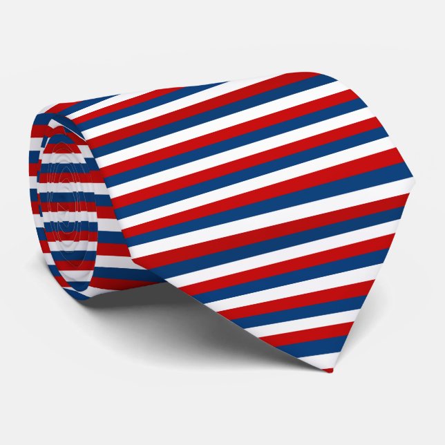 Red White Blue Striped Pattern Tie (Rolled)