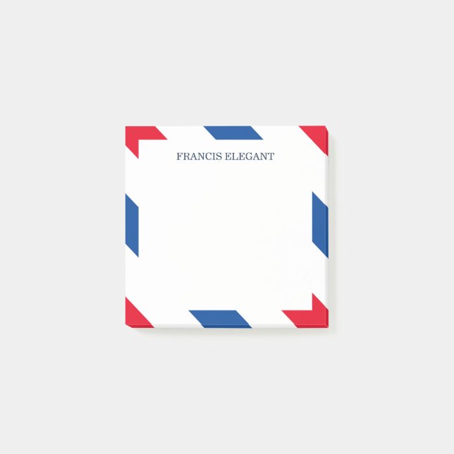Red White Blue Striped Personalized Post It Notes (Front)