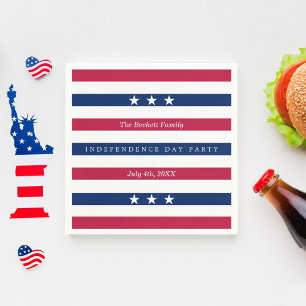 Red, White & Blue Stripes 4th Of July Party Napkin