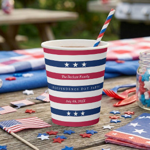 Red, White & Blue Stripes 4th Of July Party Paper Cups