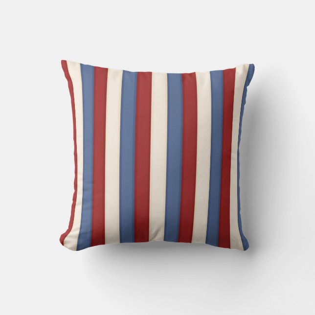 Red, White & Blue Stripes Designed Pillow (Front)
