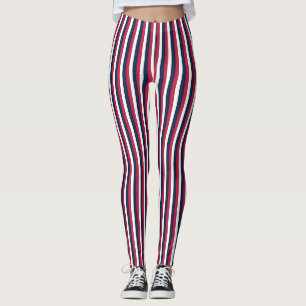 Red White & Blue Stripes Leggings