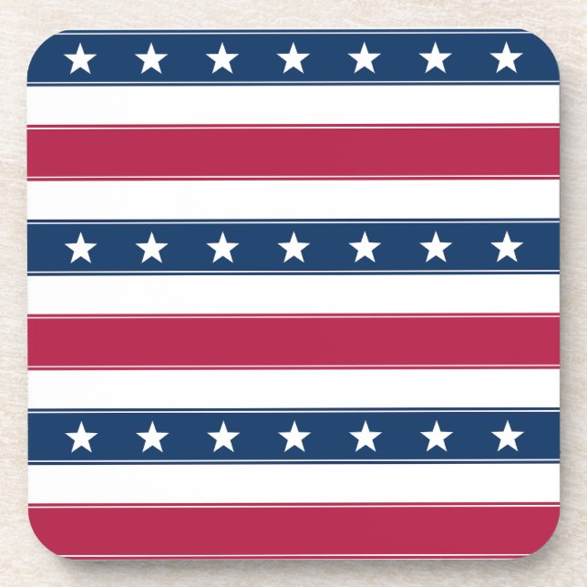 Red White & Blue Stripes Patriotic Coaster (Front)