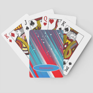 Red White & Blue Stripes Personalise Playing Cards