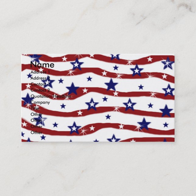Red White Blue Stripes Stars Business Card (Front)