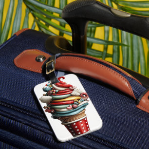 RED WHITE BLUE SUMMERTIME ICE CREAM CONE LUGGAGE TAG