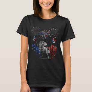 Red White Blue T Rex Dinosaur Firework 4th Of July T-Shirt