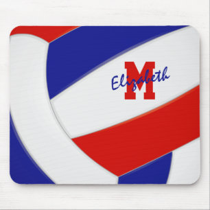 red white blue team colours personalised volleybal mouse pad