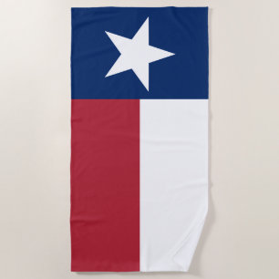 Red, White, Blue, Texas Lone Star Flag Beach Towel