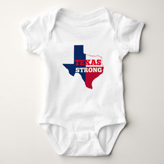 Red, White & Blue "Texas Strong" Baby Bodysuit (Front)