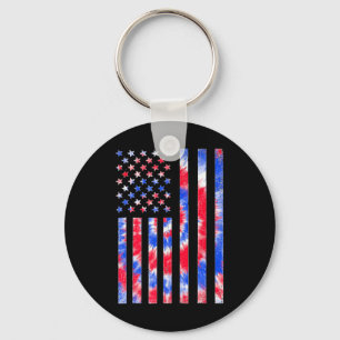 Red White Blue Tie Dye American Flag Vintage 4th O Key Ring