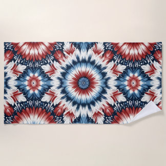 Red, White & Blue Tie-dye Beach Towel