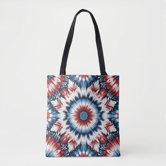 Red, White & Blue Tie-dye Tote Bag (Front)