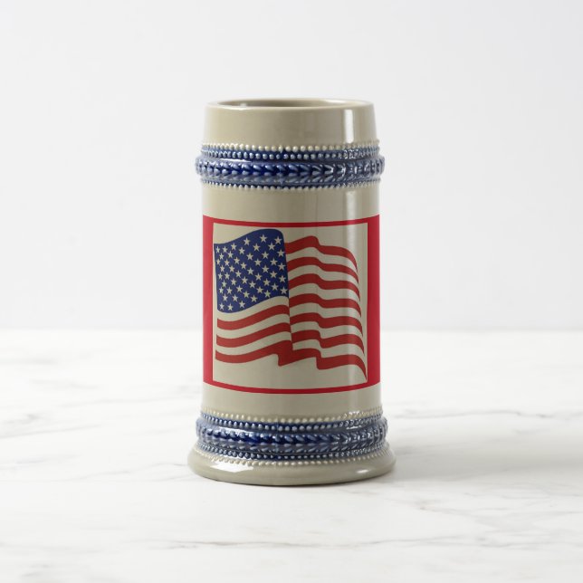Red White Blue US Flag Patriotic Beer Stein (Center)