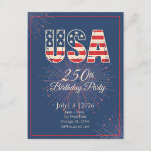 Red White Blue USA 250th birthday 4th of July Postcard