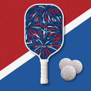 Red, White, Blue USA Fireworks, July 4th Custom  Pickleball Paddle