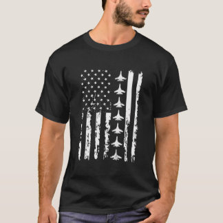 Red White Blue Usa Flag Patriotic Fighter Jets 4Th T-Shirt