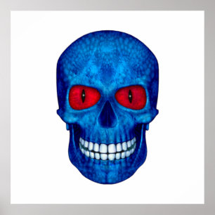 Red White Blue USA Zombie Skull  Colourful Poster