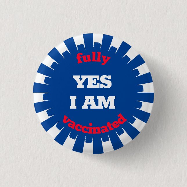 Red White Blue Vaccination Button (Front)