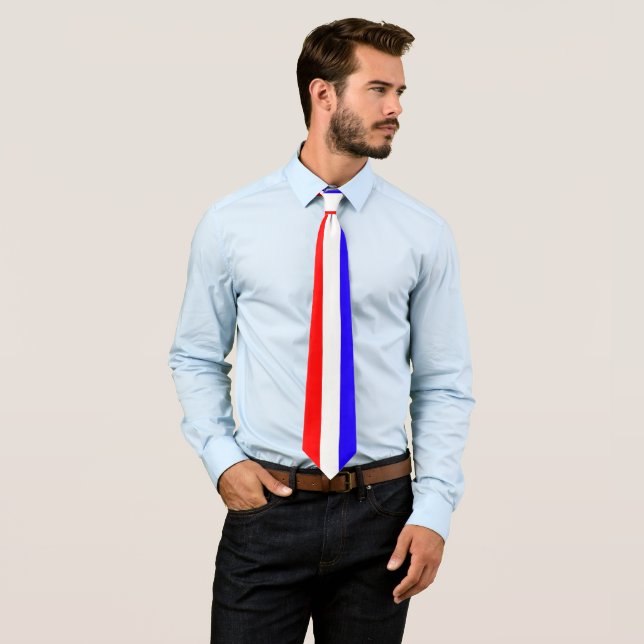 Red White Blue Vertical Stripe by Kenneth Yoncich Tie (In Situ)