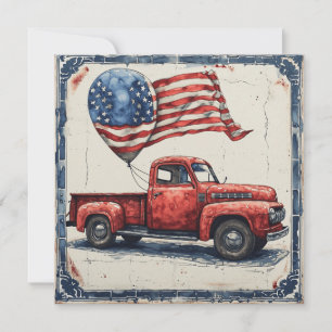 Red, White,  & Blue:  Vintage  Glory Holiday Card